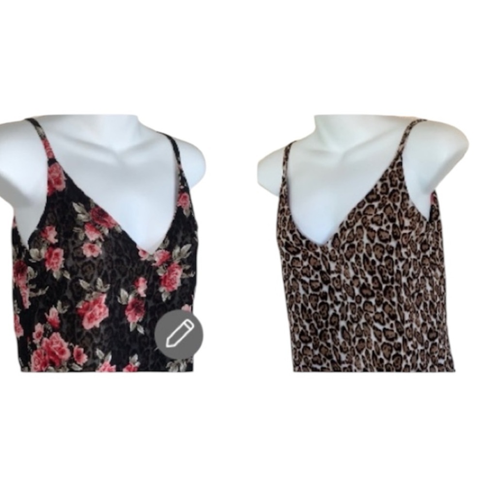 WHITE HOUSE BLACK MARKET reversible cami leopard OR red roses on black XS EUC